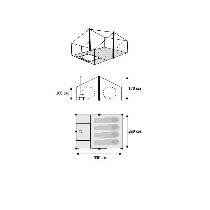 картинка Снаряжение палатка-шатер СНЕЖИНКА + Тент  от интернет-магазина Тибет