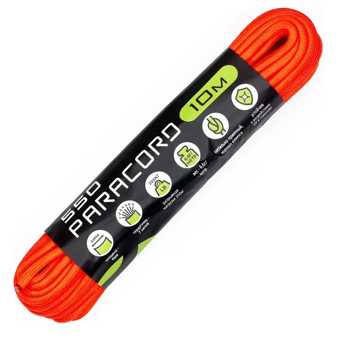 картинка Cord паракорд 550 nylon 10м neon orange от интернет-магазина Тибет