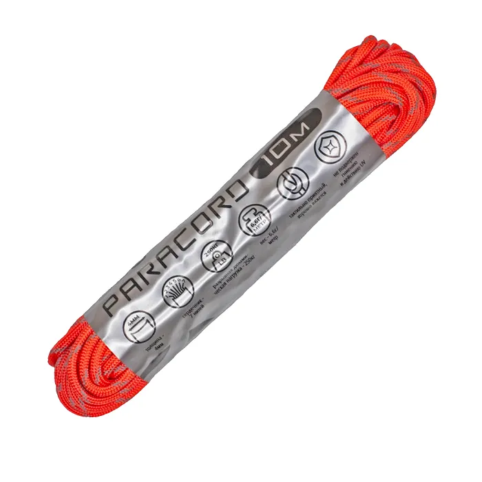 картинка Cord паракорд 550 nylon 10м световозвращающий neon orange от интернет-магазина Тибет