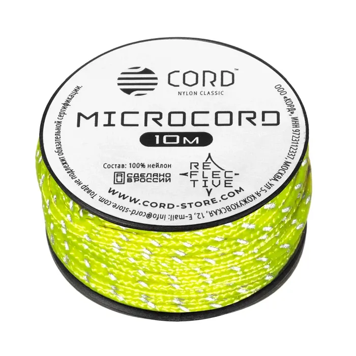 картинка Cord микрокорд катушка 10м светоотражающий neon yellow от интернет-магазина Тибет