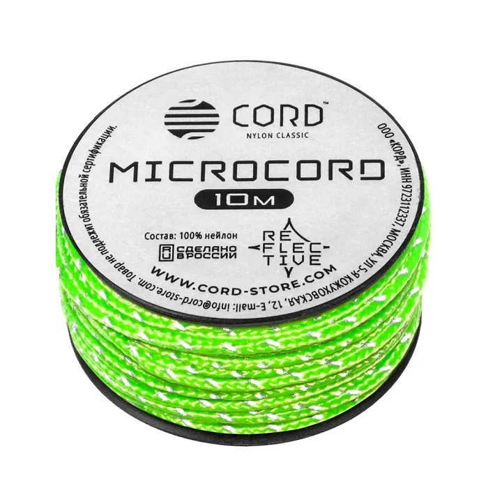 картинка Cord микрокорд катушка 10м светоотражающий neon green от интернет-магазина Тибет