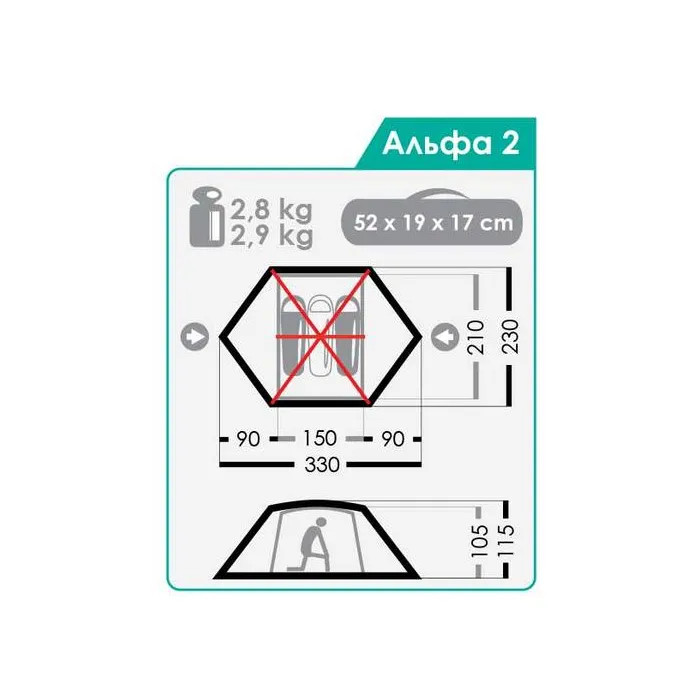 картинка Normal палатка Альфа 2 от интернет-магазина Тибет