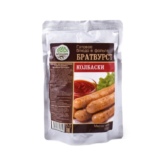 картинка Кронидов готовое блюдо "Колбаски Братвурст" 250 г. от интернет-магазина Тибет