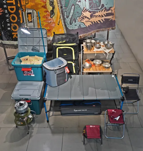 Snow Line Easy Cabinet, Snow Line Benjamin 3 Floor Shelf, N-Rit Nano Chair, AMG Titanium, Snow Line Boom Stove