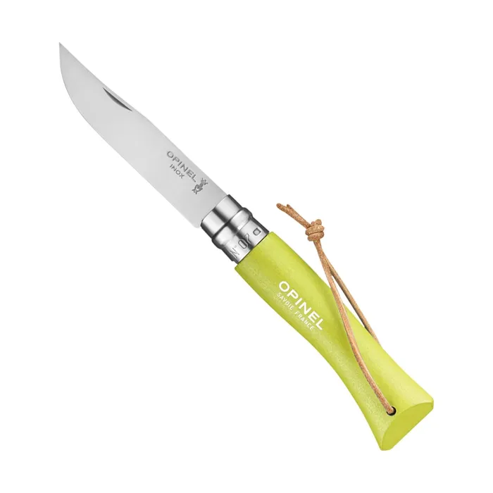 картинка Opinel нож №7 Trekking Color, рукоять граб, темляк, Н/Ж клинок 8см, жёлто-зелёный от интернет-магазина Тибет