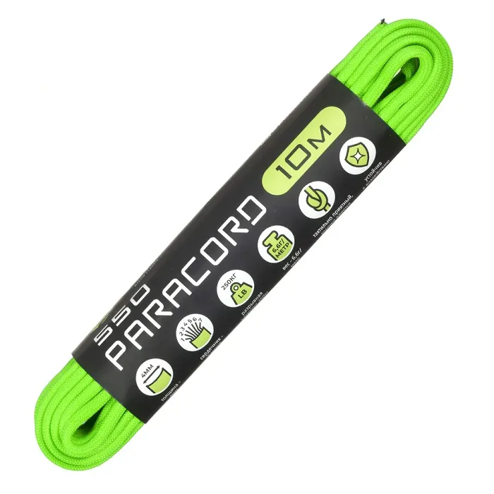 картинка Cord паракорд 550 nylon 10м lime от интернет-магазина Тибет