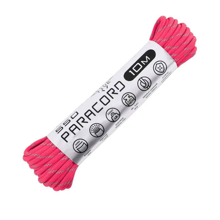 картинка Cord паракорд 550 nylon 10м световозвращающий neon pink от интернет-магазина Тибет