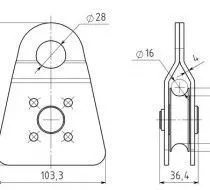 картинка Вертикаль блок-ролик одинарный большой с подшипником 46 кН  от интернет-магазина Тибет