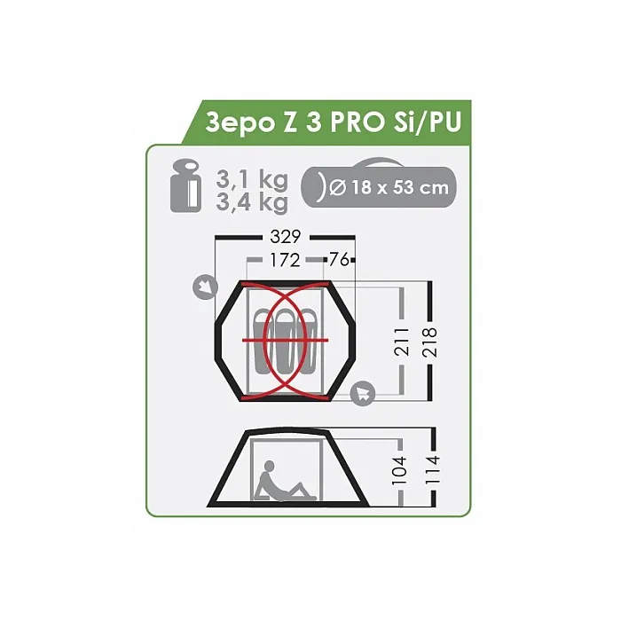картинка Normal палатка Зеро Z 3 PRO Si PU от интернет-магазина Тибет