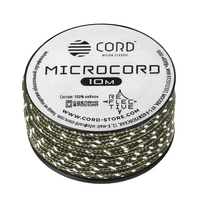 картинка Cord микрокорд катушка 10м светоотражающий olive от интернет-магазина Тибет