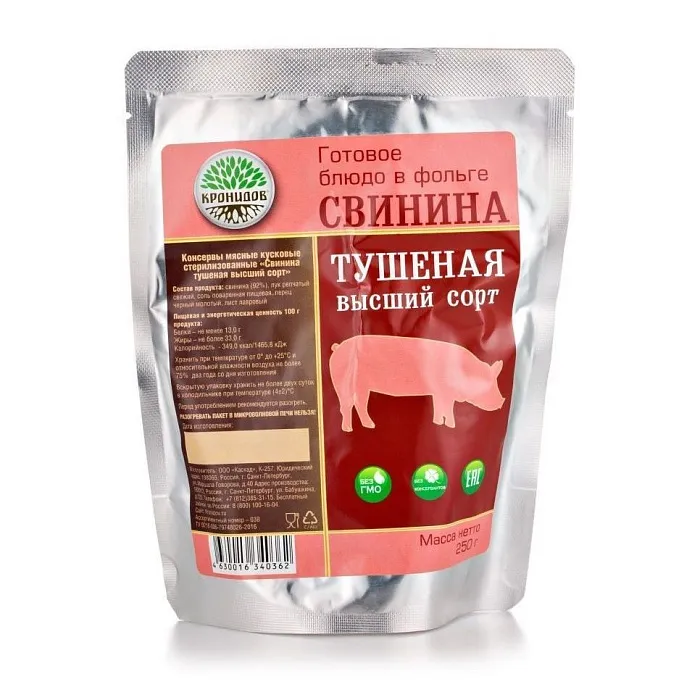 картинка Кронидов готовое блюдо "Свинина тушеная высший сорт" 325г от интернет-магазина Тибет