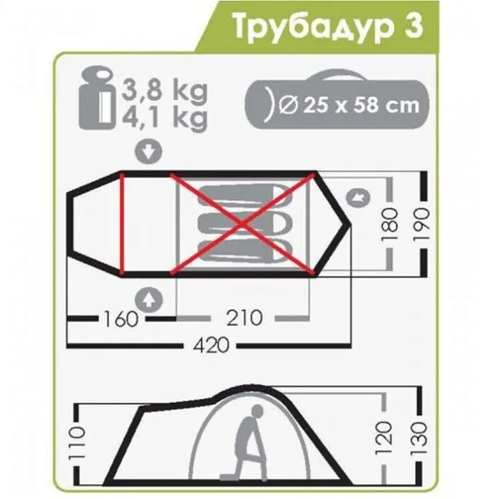 картинка Normal палатка Трубадур 4 от интернет-магазина Тибет
