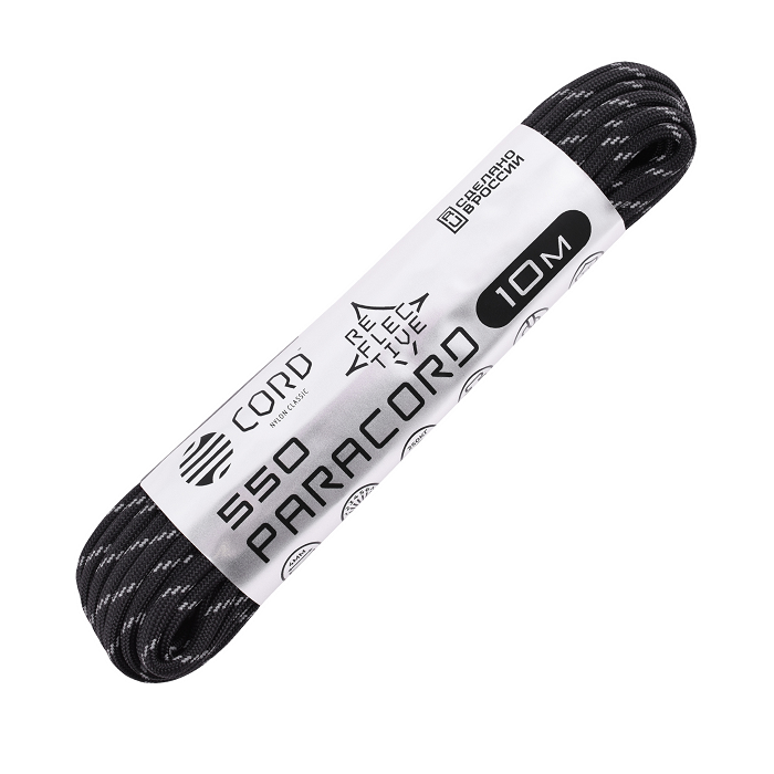 картинка Cord паракорд 550 nylon 10м световозвращающий black от интернет-магазина Тибет