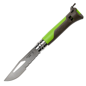 Opinel нож №8 Outdoor рукоять пластик, свисток, Н/Ж зеленый